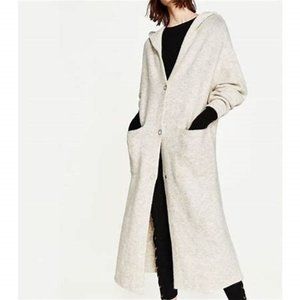 ZARA KNIT long hooded snap front cardigan